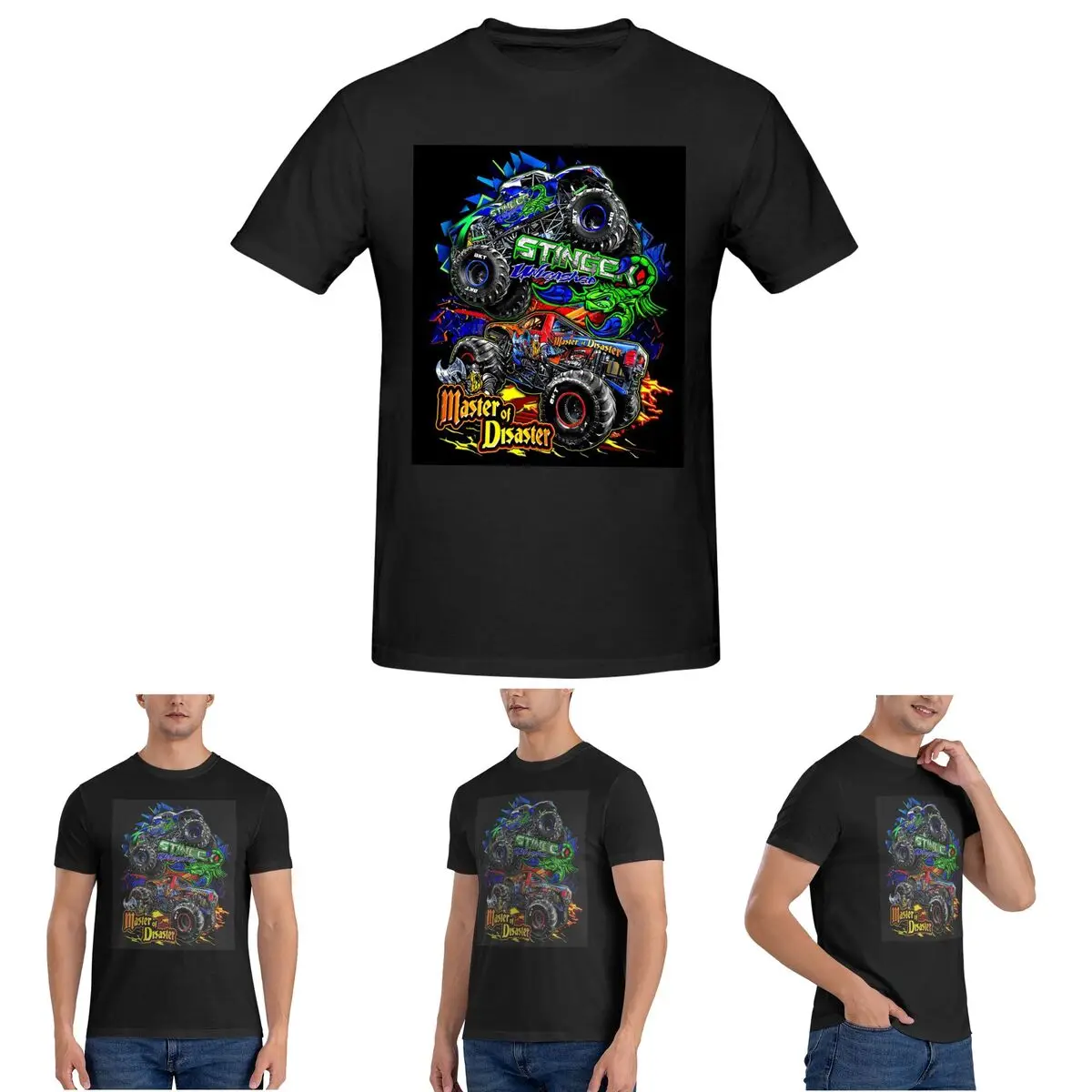 

Classic Monster Jam Truck Pattern T-Shirt for Men Cotton Oversized T Shirts Men's Short Sleeve Crew Neck Summer Clothes Tops