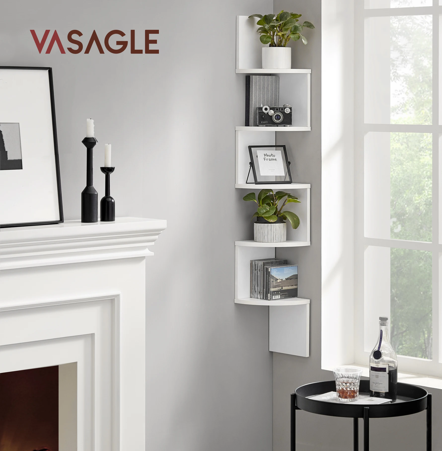 VASAGLE 5-niveau wandplank wandplank zwevende plank voor boeken boekenkast slaapkamer planten plank woonkamer