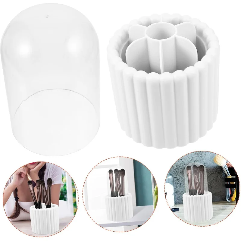 

Многофункциональный тюбик для хранения кистей для макияжа, вращающийся, с пылезащитным чехлом, реквизит для организации макияжа, экономия места, прочный