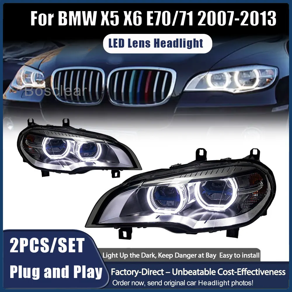 

Для BMW X6 E71 фары 2008-2014 X5 E70 2007-13 последняя Стайлинг ангельские глазки светодиодные фары DRL проектор автомобильные аксессуары модифицированные