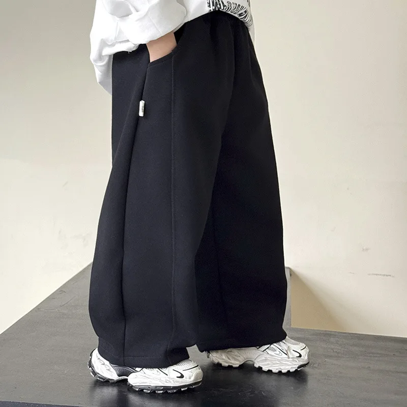 1pcs Cotton Children Wide-leg Pant Boys and Girls Solid Leisure Sports Straight Pants Student Fashion Comfortable Loose Trousers