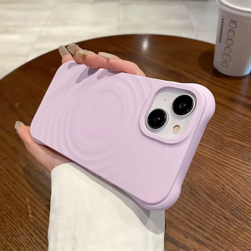 Water Ripple Liquid Silicone For Magsafe Wireless Charge Magnetic Case For iPhone 16 15 17 13 11 14 Pro Max Soft Shockproof Case