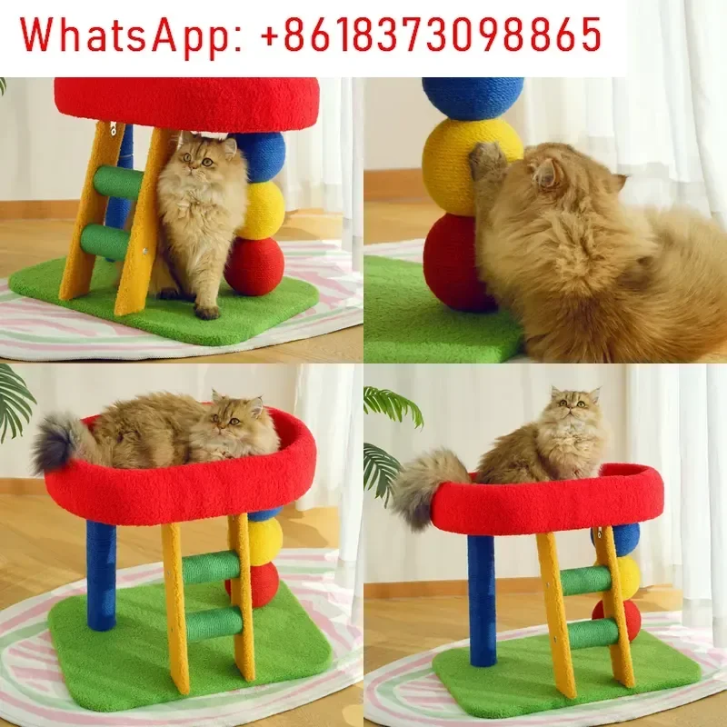 spot-goods-cat-climbing-frame-with-scratching-column-area-and-toy-integrated-cat-tree-for-small-spaces
