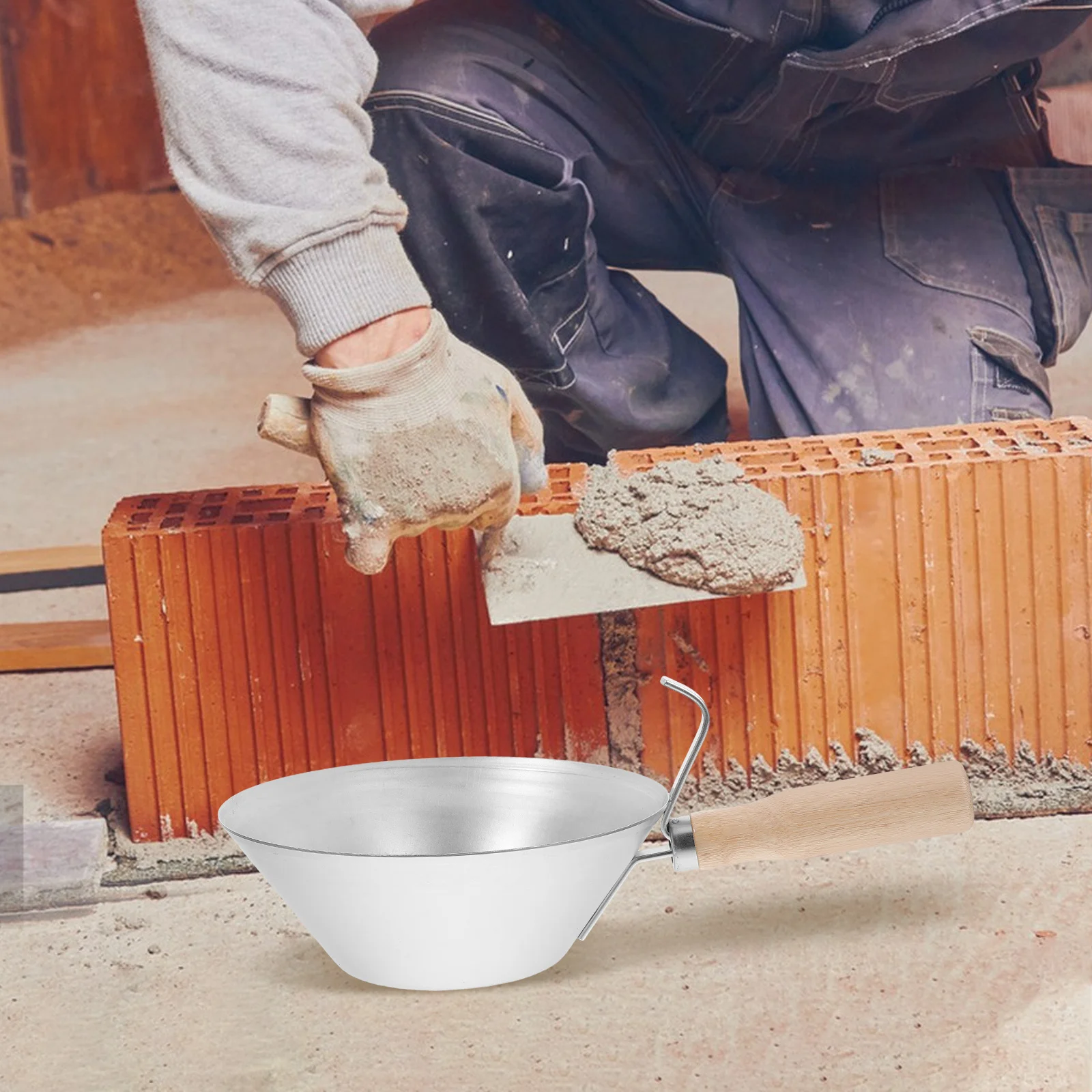 

Construction Mud Pan Heavy Duty Wood Handle for Drywall Plastering Cement Mixing Scraping Scoop Building Projects