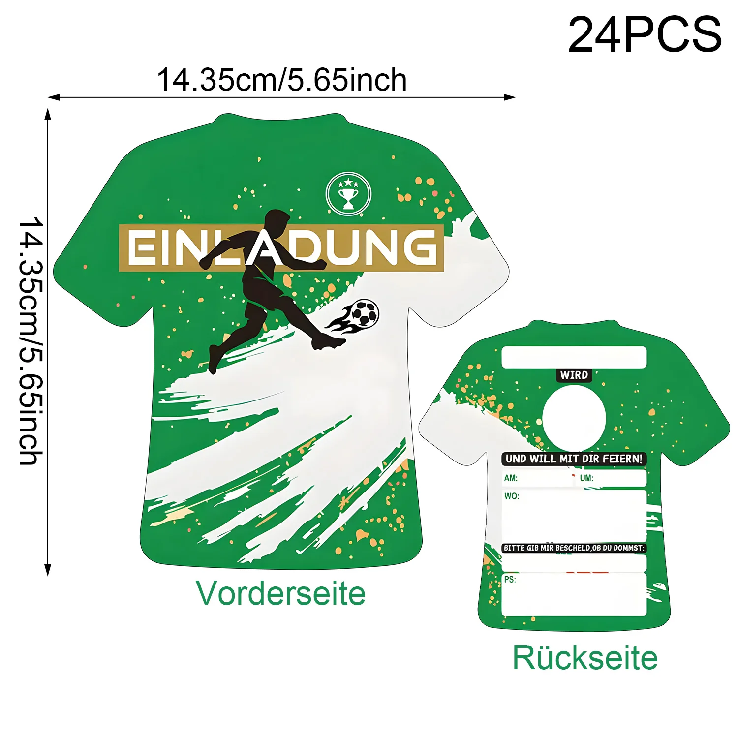 24 بطاقة دعوة لحفلات كرة القدم الألمانية على شكل جيرسي لدعوات أعياد الميلاد وبطاقات دعوة للحفلات تحت عنوان كرة القدم #3