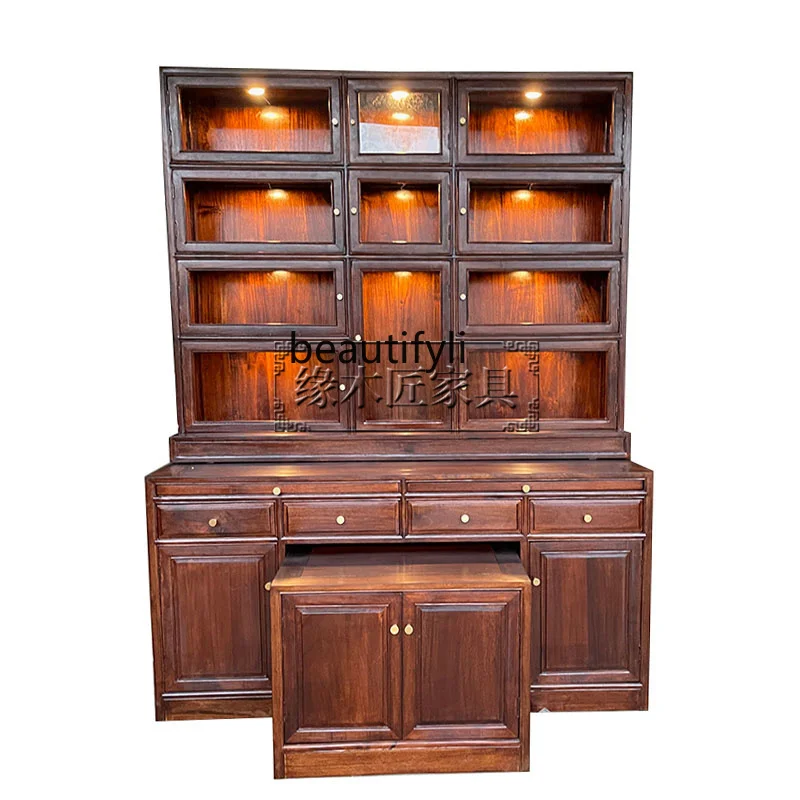 Solid wood Tibetan vertical cabinet serving table Tantra shrine Buddhist platform household offering cabinet Buddha table