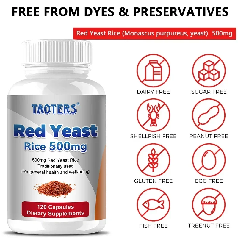 Taoters Red Yeast Antioxidant -500Mg Red Yeast Rice Helps Improve Digestion, Maximize Immune System & Promote Glucose Metabolism