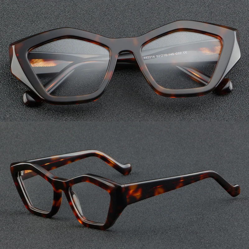 

Винтажные оправы для очков из ацетата, ретро-дизайн «бабочка», толстая оправа для женщин и мужчин, готовые к использованию с оптическими линзами, модные, корректирующие форму лица