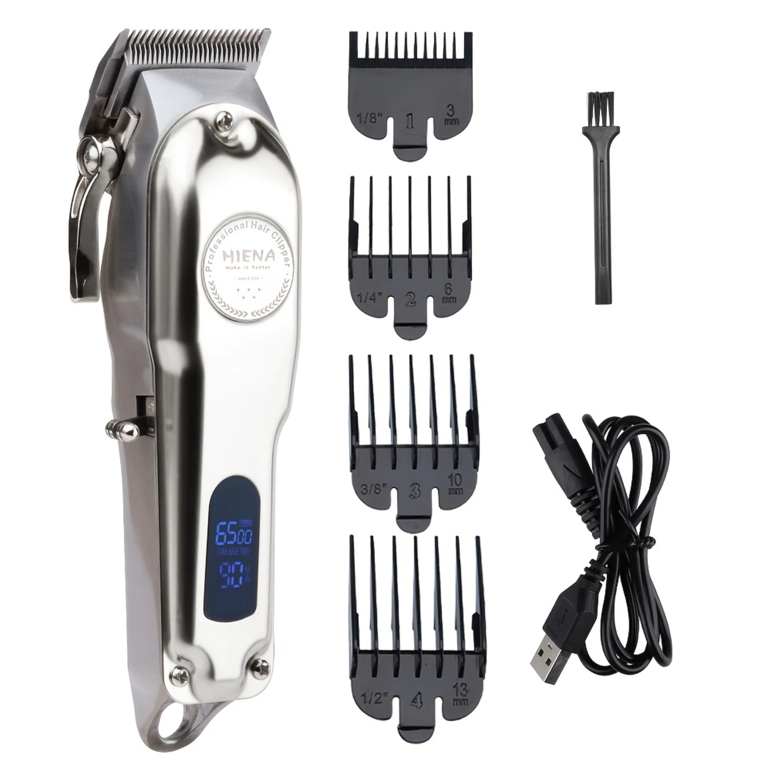 High-Quality Complete Cordless Barber Clipper Kit - Professional Mens Grooming Set with LED Display and Premium Zero Gap T-Blad