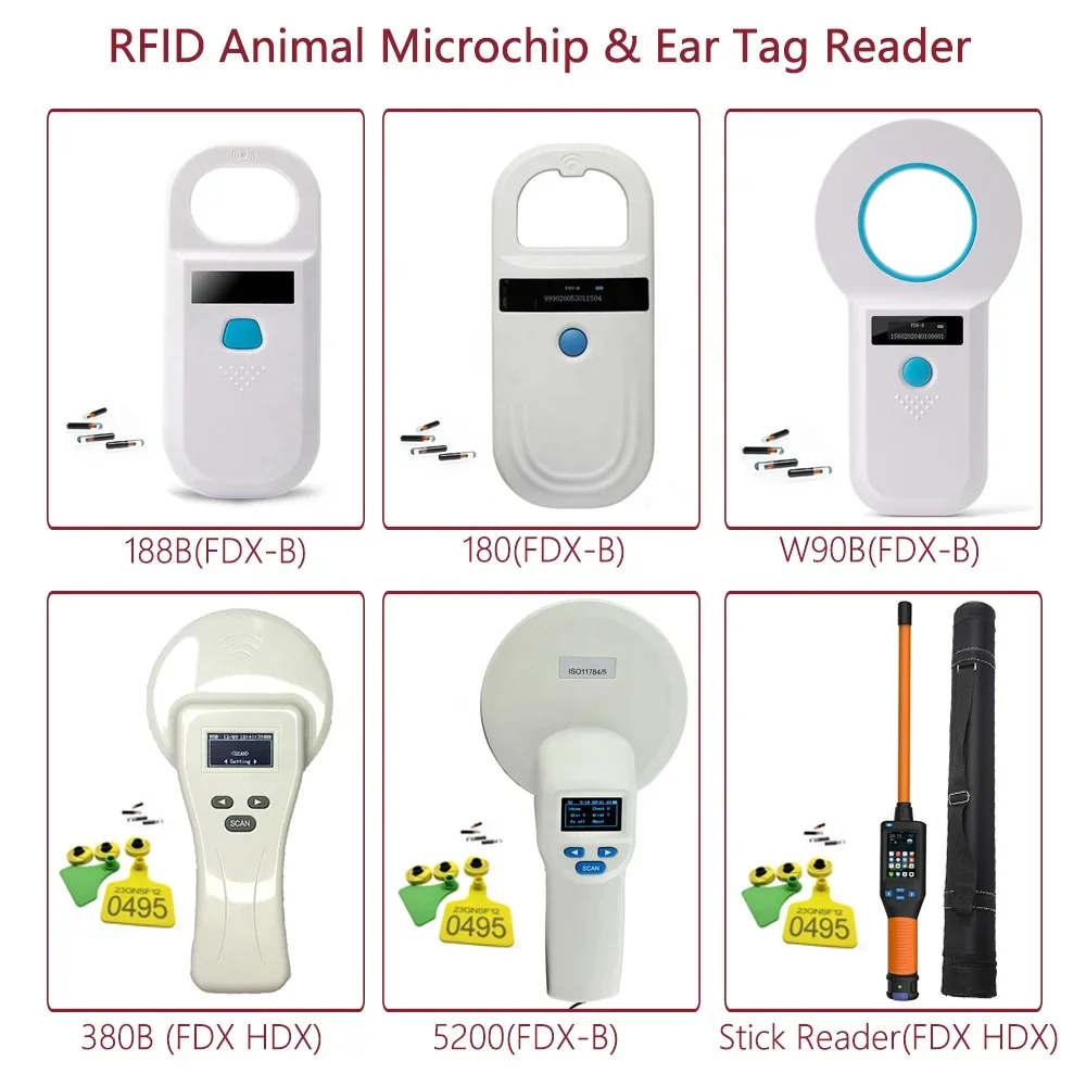 OTPS long stick sheep ear tag handheld scanner 134.2khz Fdx/hdx portable cattle rfid reader animal ear tag stick chip scanner