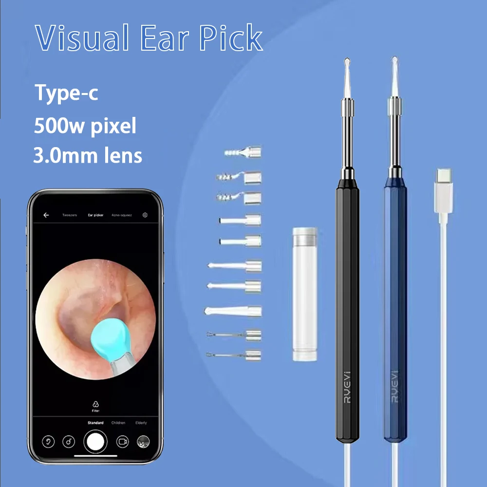 Smart Ear Cleaner Endoscope Spoon Camera Ear Picker Cleaning Wax Removal Visual Mouth Nose Otoscope Support Android Type C