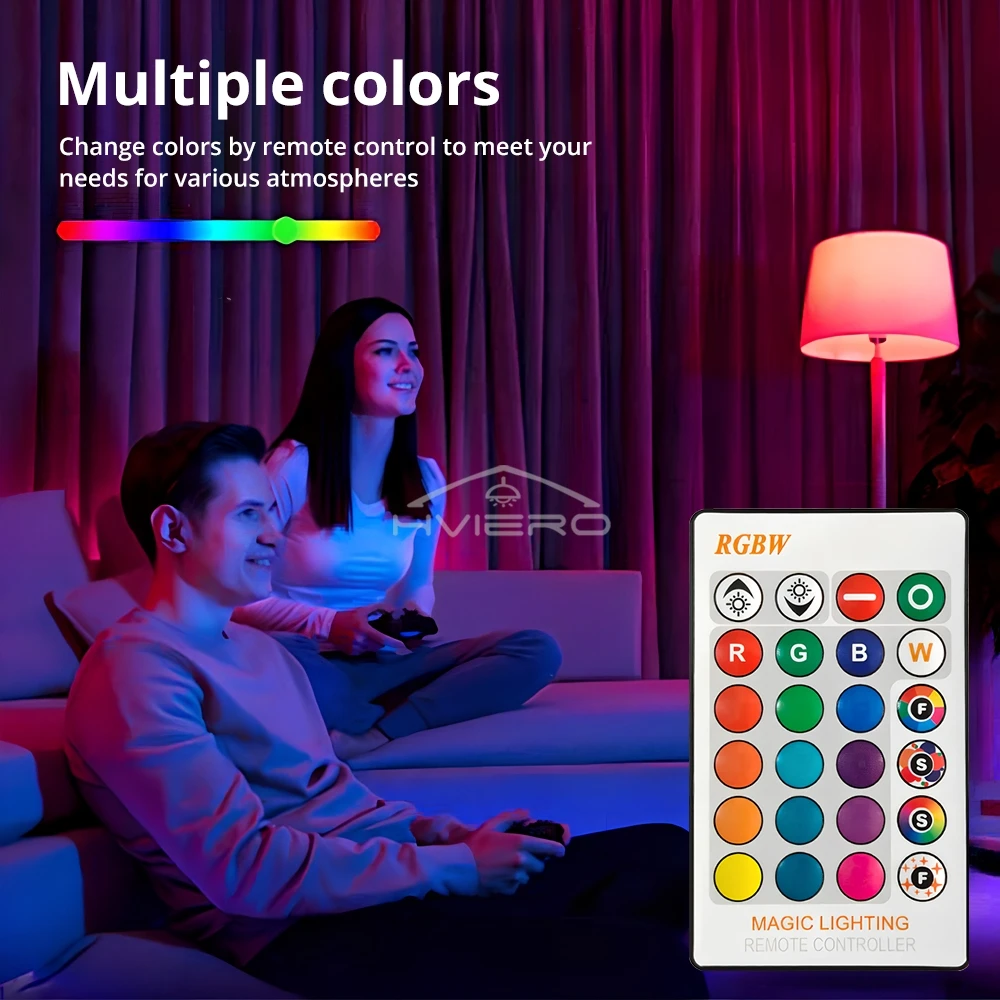 24 مفتاح التحكم عن بعد مصباح ذكي 16 ألوان RGB لمبة مصباح لتهيئة الجو LED متعدد الألوان لمبة E27 220 فولت الإضاءة المنزلية عكس الضوء