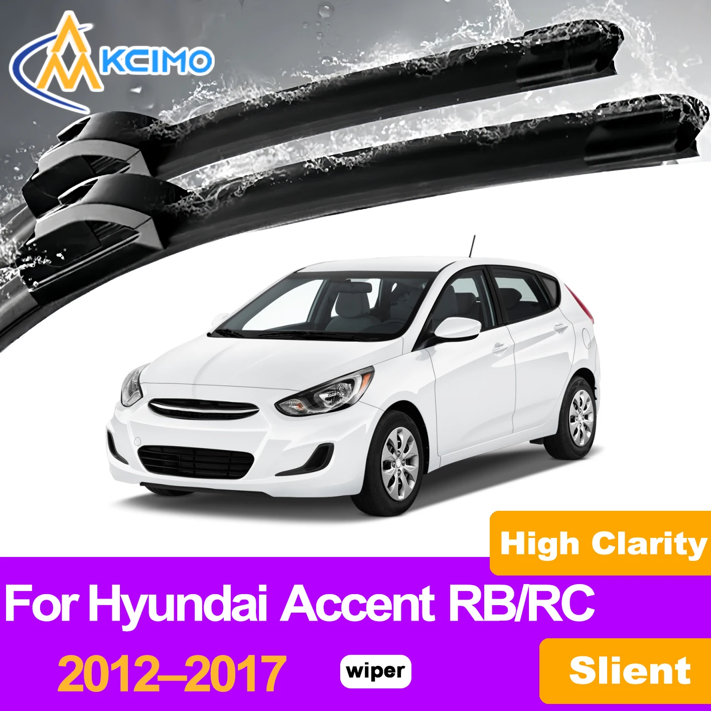

KCIMO 2PCS Front Windshield Wiper Blades For Hyundai Accent RB/RC 2012–2017, Premium Rubber Anti-Cracking Wear-Resistant