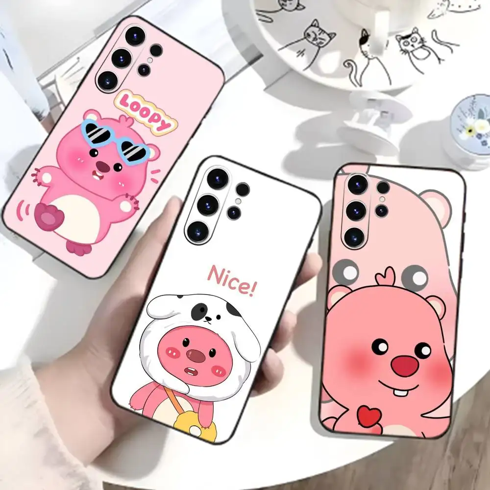 Cute Cartoon L-loopy Phone Case For Samsung S26,S25,S24,S23,S22,S21,S20,Ultra,Plus,FE Black Soft Cover