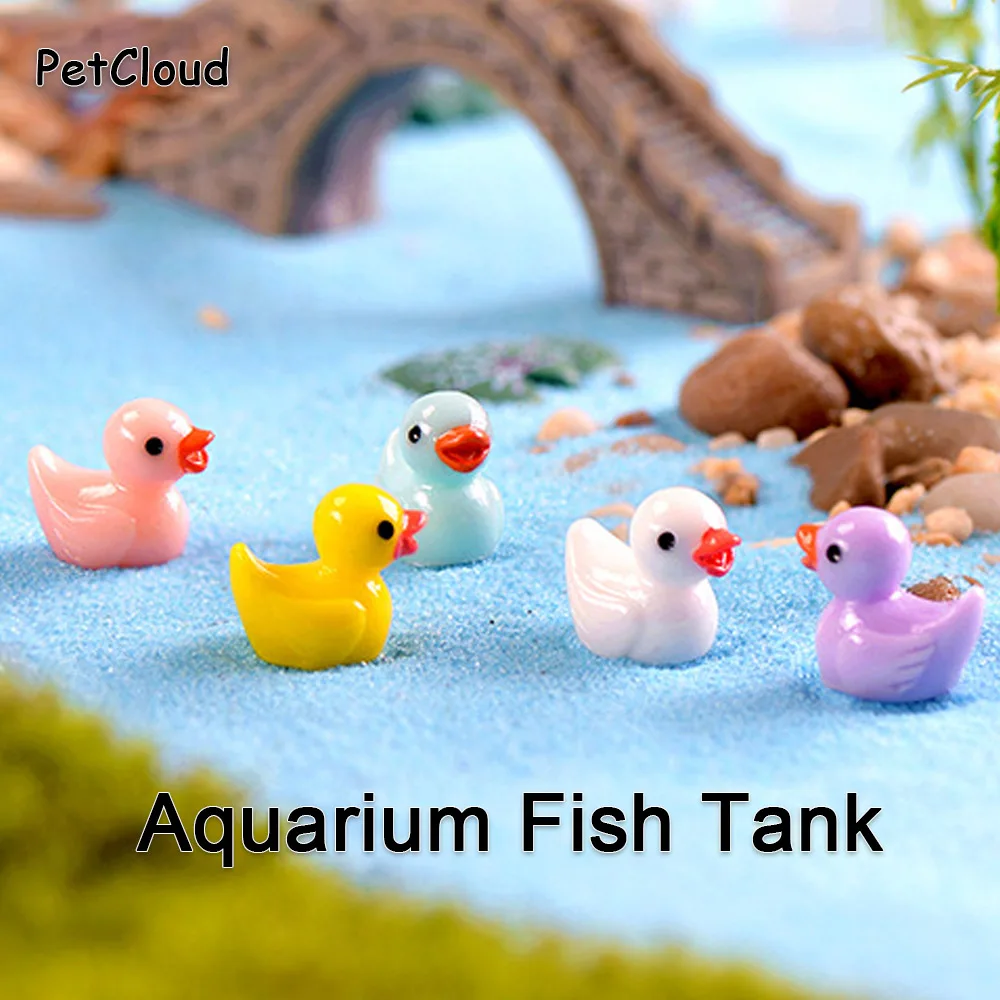 5pcs Fish Tank Ornament Ducks Whales Dolphin Fish Resin Crafts Landscape Decor Duck For Aquarium Decoration Supplies PetCloud