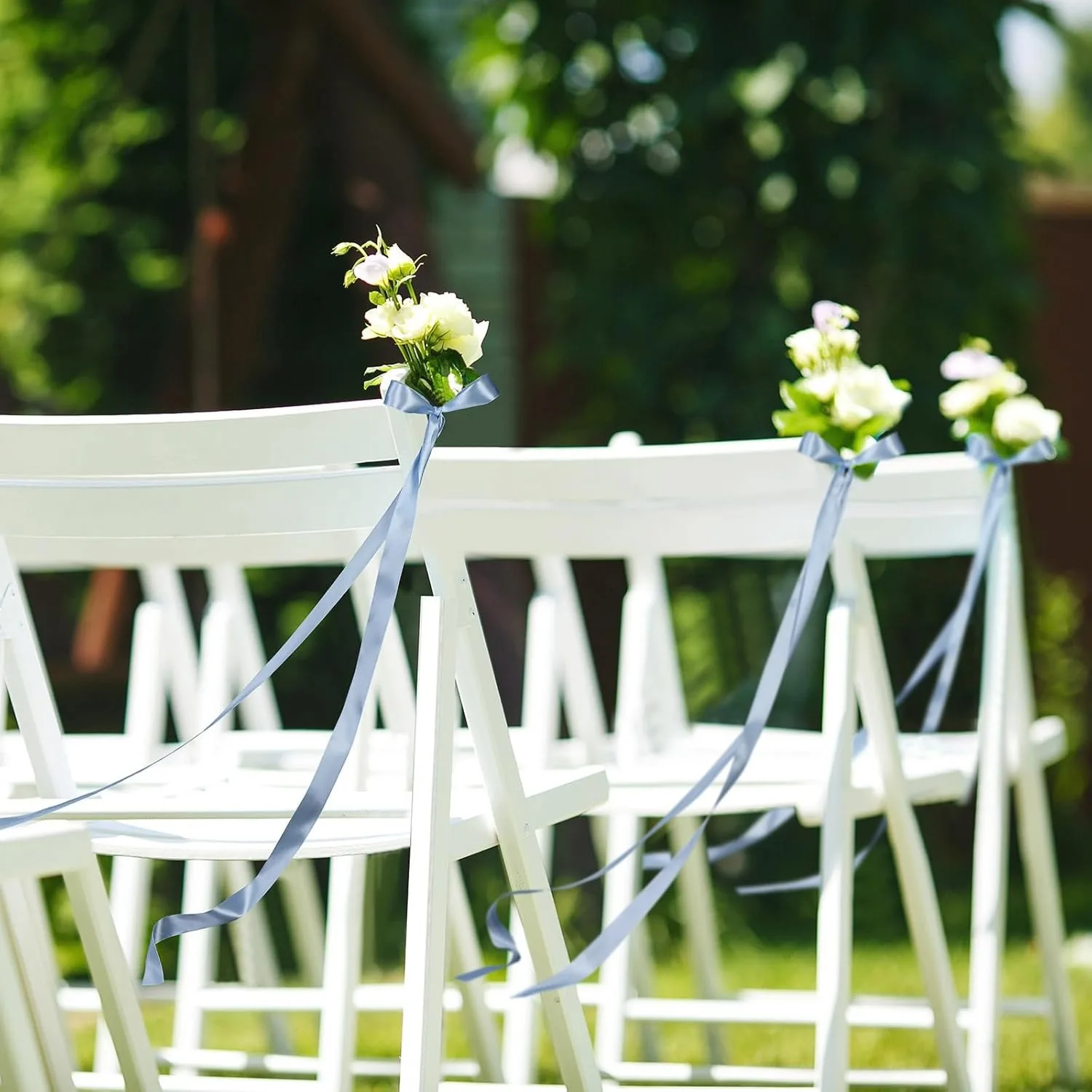 Picture 7: Chair Bows Aisle Satin Bows for Chairs Ribbons Sashes for Pew Back Elegant Ceremony Ribbons for Wedding Background Aisle Decor