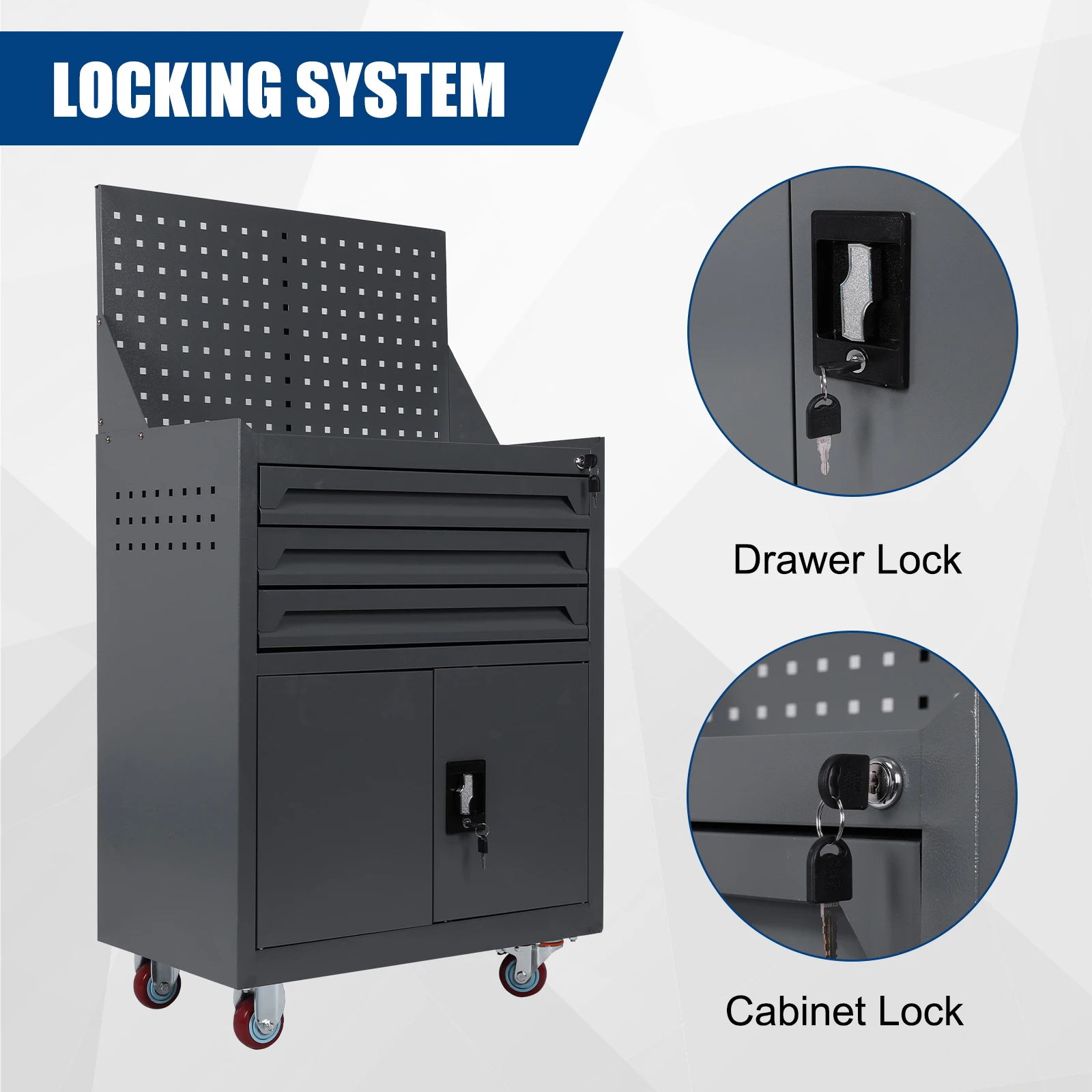 Rollbare Werkzeugtruhe mit Schubladen, mobiler Werkzeugwagen, rollender Werkzeugwagen für Werkstatt, Lager, Garage