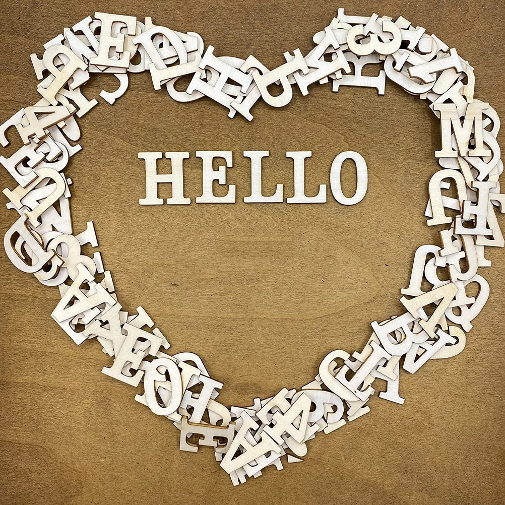 

104Pcs Wood Letter Cutouts Blank Chips For Creative Crafting Wall Embellishments