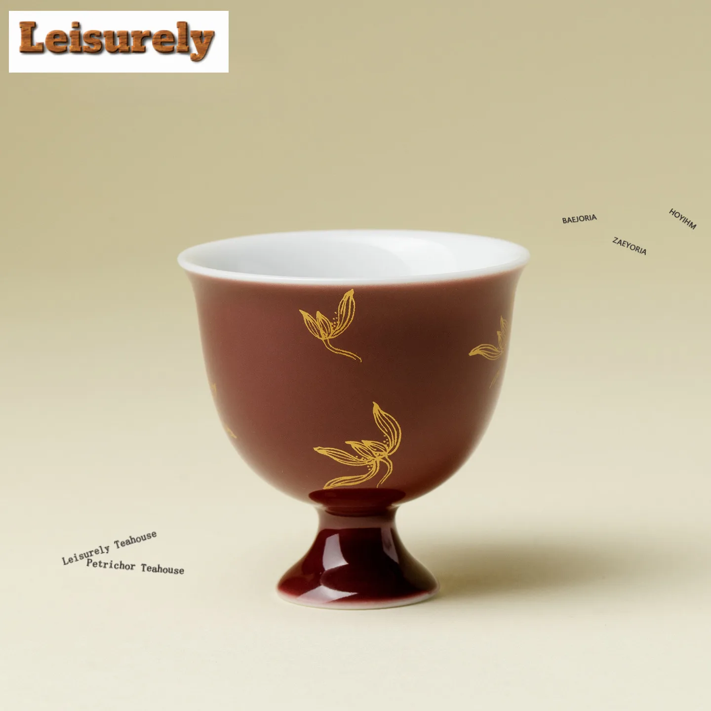 2pc/lot Gold Stamp Magnolia Teacup Vintage Tea Bowl Tea Cup Set Tea-tasting Personal Cup Jianzhan Master Cups Teaware Gifts 25ml
