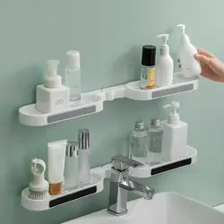 Durable No Drilling Toothbrush Cup Holder Waterproof Bath Storage Rack Space Saving Corner Shower Shelf for Living Room