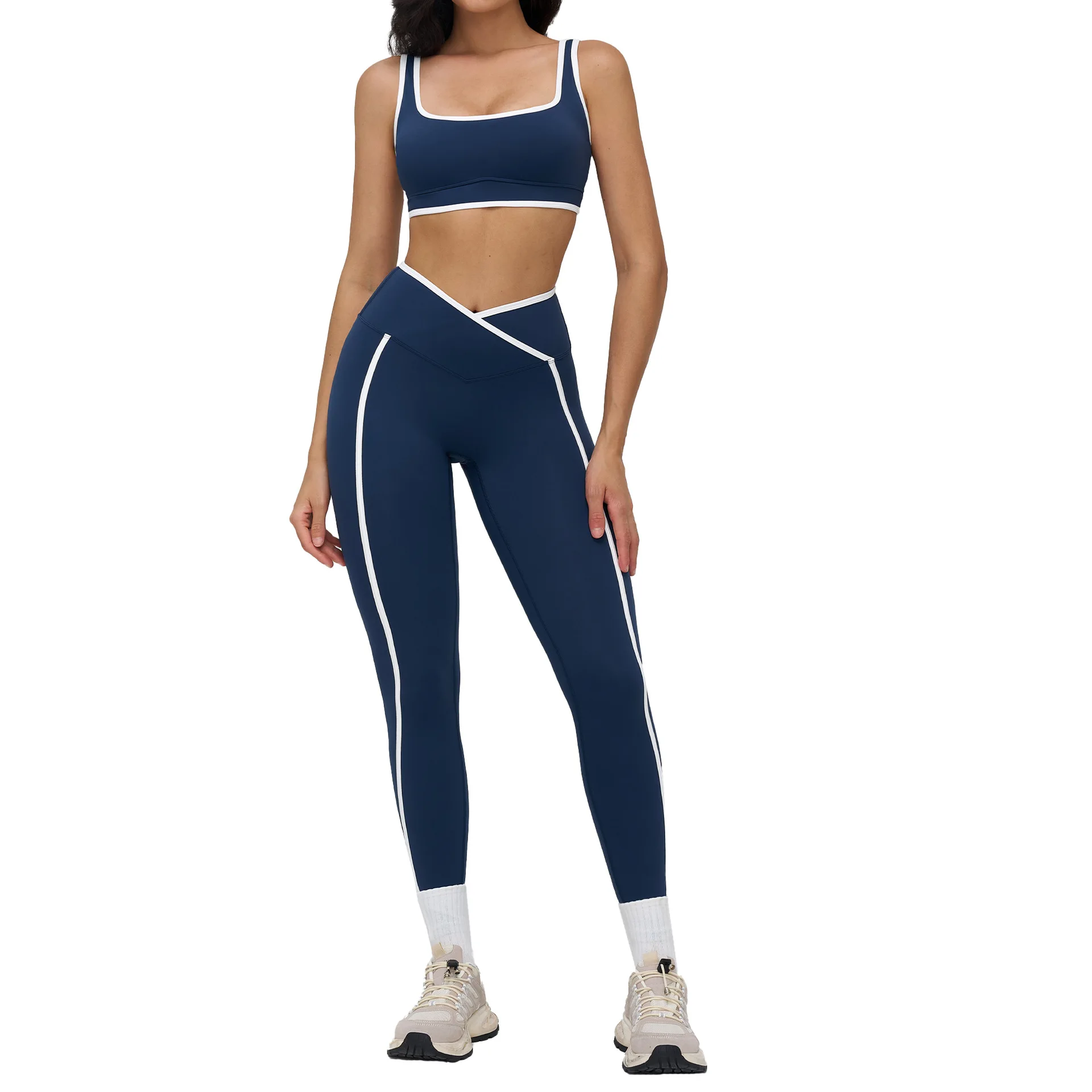 

Maxdutti Naked Yoga Suit Tight Fitting Contrasting Color Casual Sports Suit Outdoor Running Fitness Yoga Suit Women's