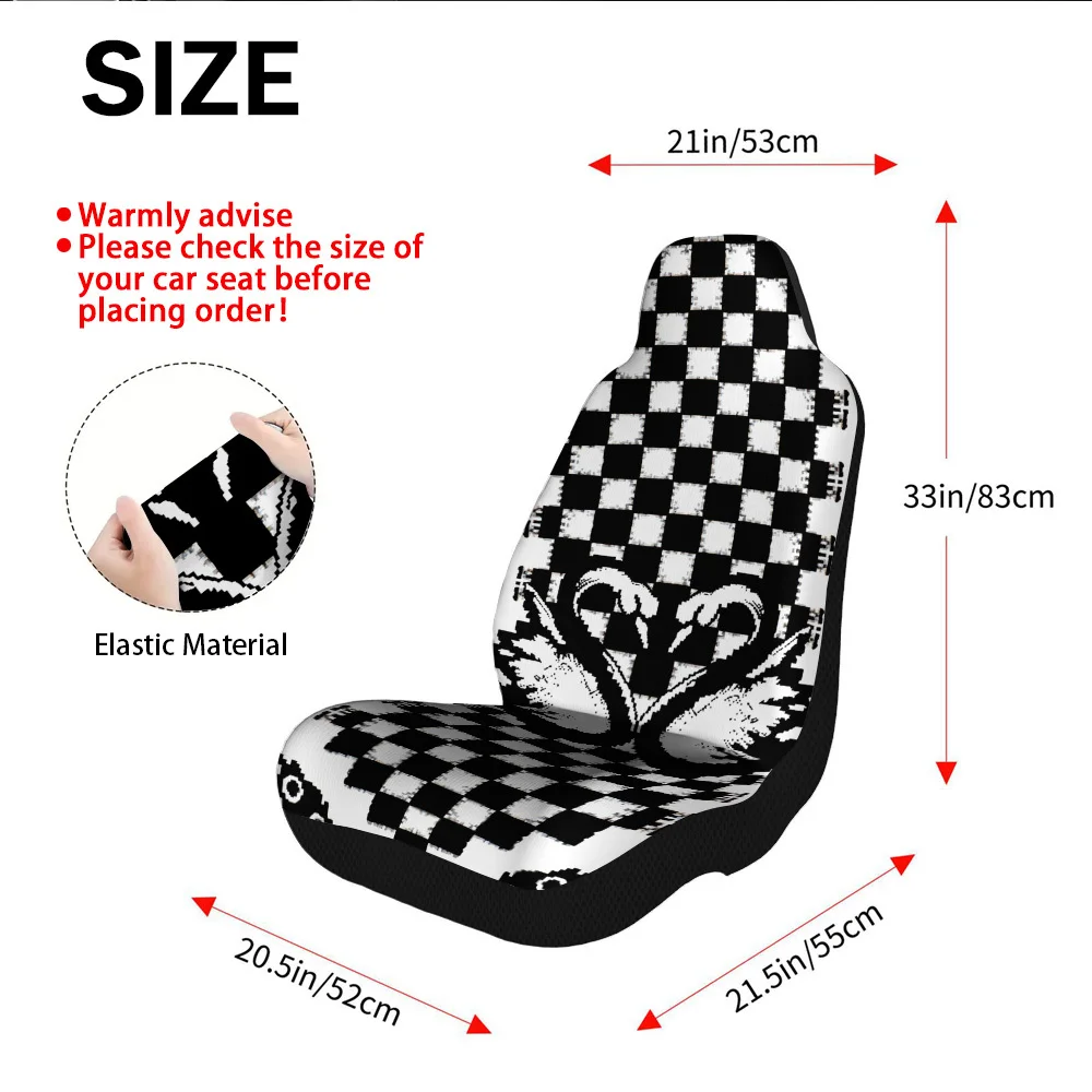 2D Flat Printing, 2pcs Pixel Swans Graphic Art Pattern Car Seat Covers, Comfortable And Durable, Universal Fit For Front Seats,