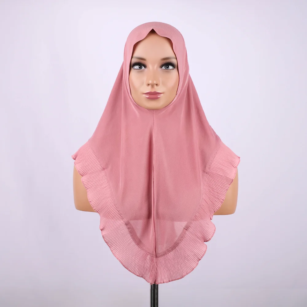 RIMAIRE Jersy Fashionable Muslim Inner Hijab Breathable Ice Cotton Hijabs for Women Turban with Lotus Leaf Edge Decoration