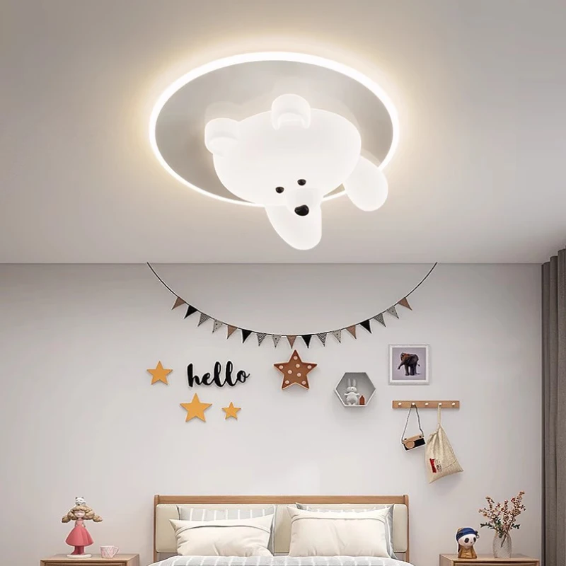 Lovely Cloud Bear Ceiling Lights LED Children\'s Room Light Simple Creative Little Girl Boy Bedroom Decor Baby Room Ceiling Lamps