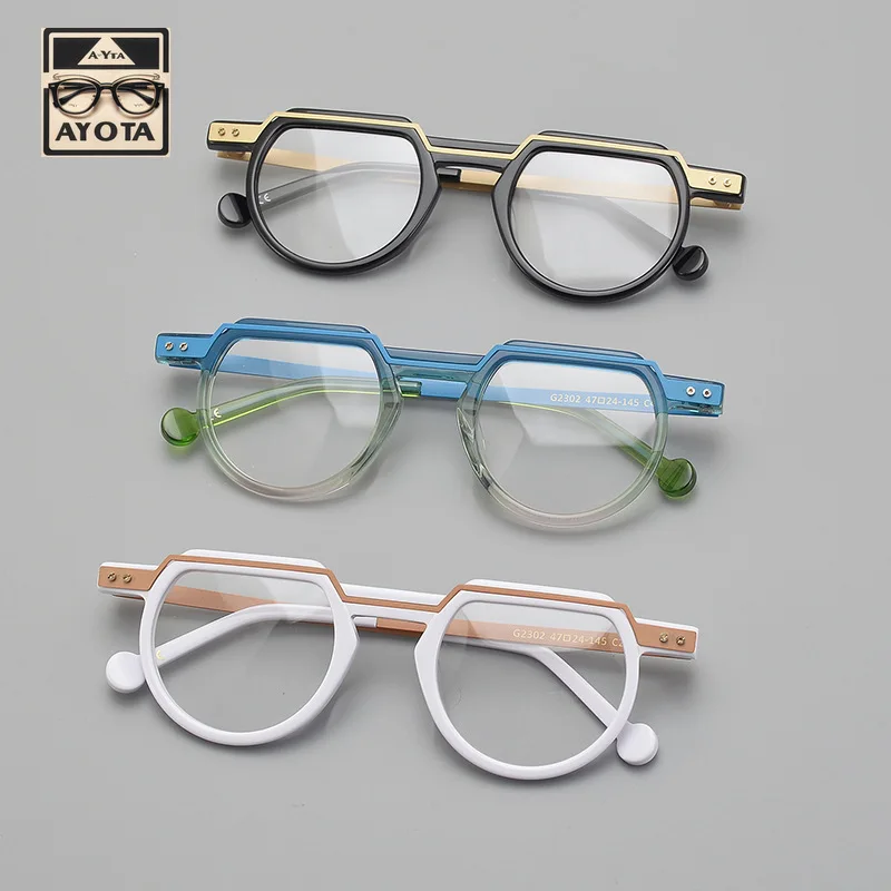 New Designer Eyeglasses Frames for Men High Quality Handmade Acetate Blue-green Myopia Reading Women's Prescription Eyewear