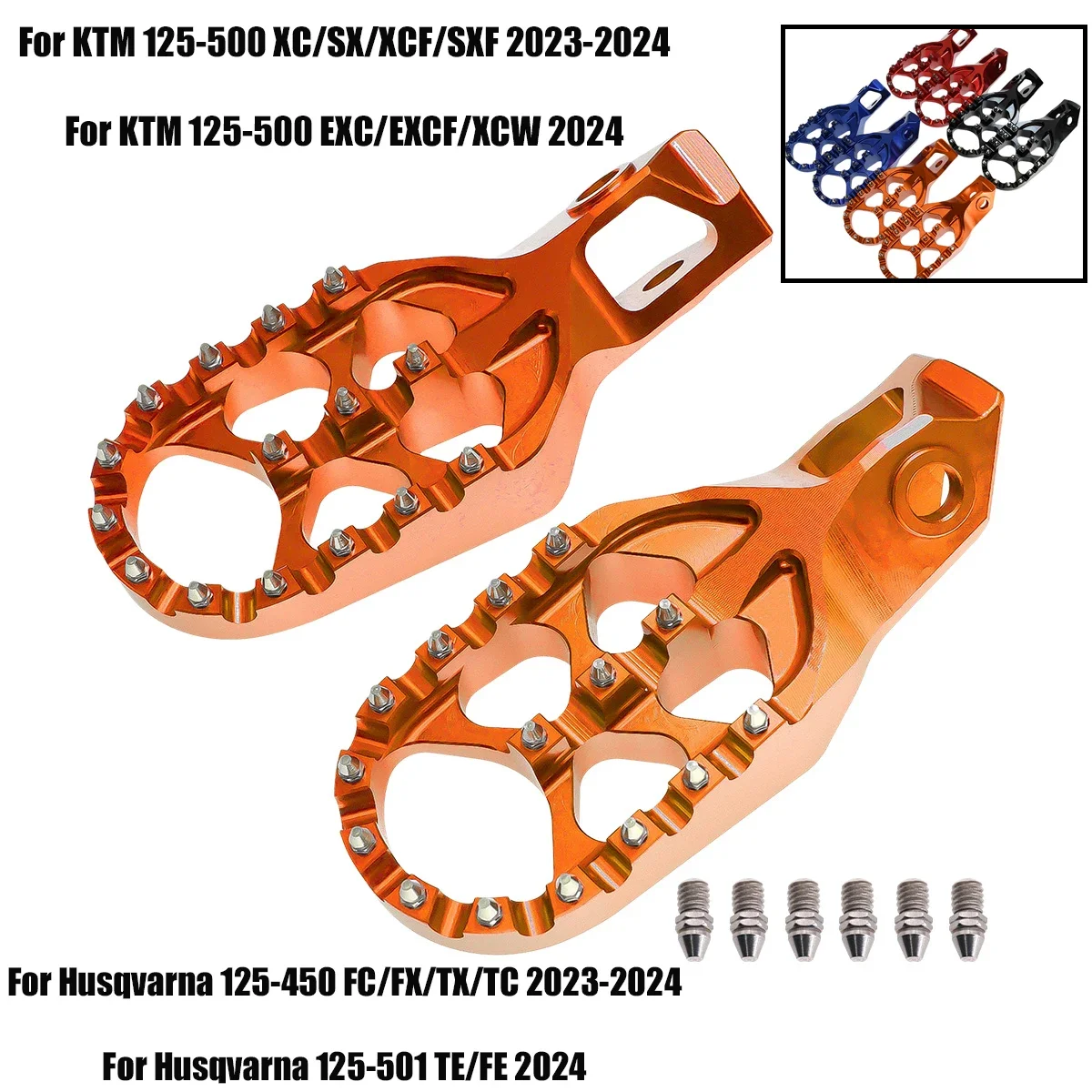Motorcycle Foot Pegs FootRest For KTM SX SXF XC XCF EXC EXCF For Husqvarna TX FX TC FC TE FE 125 250 300 350 450 500 2024 2025