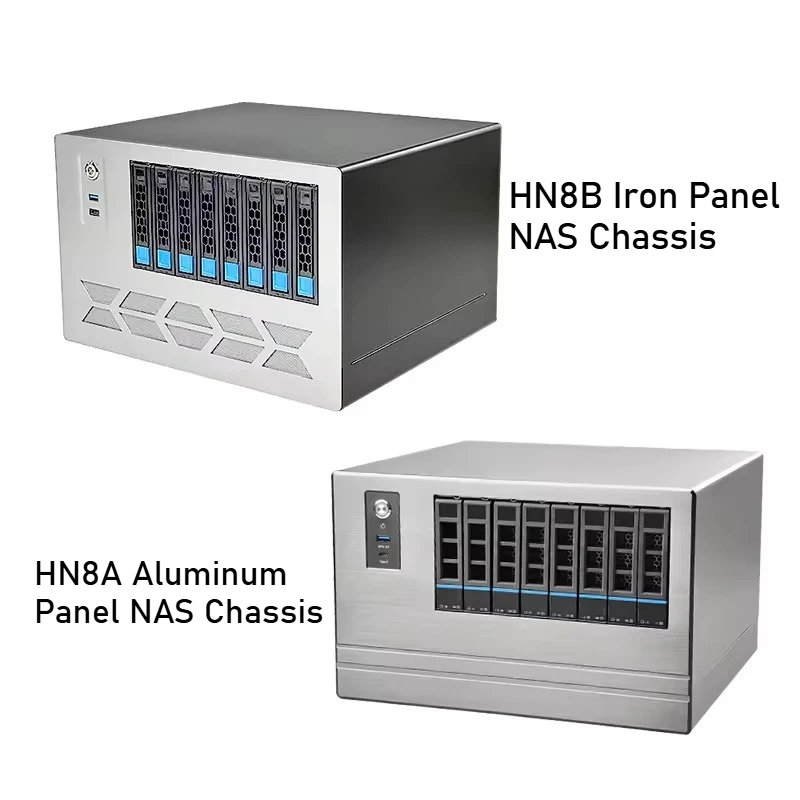 8-bay NAS Chassis, Hot-swappable Rear Panel, 3.5'/2.5' SATA/SAS Ports, MATX Motherboard, FLEX Power Supply Bay