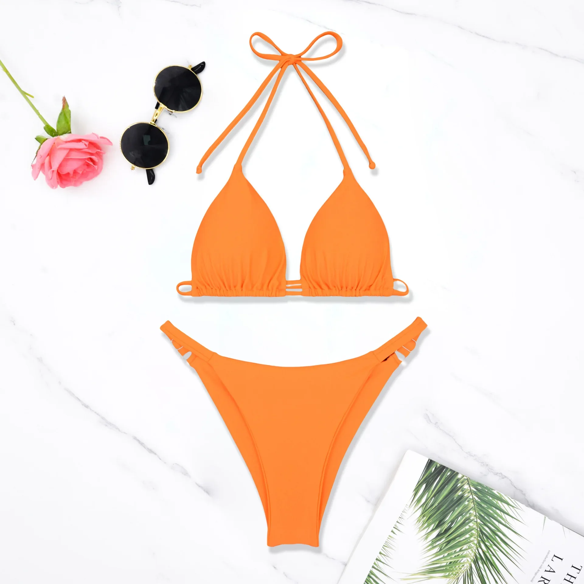 

New Sexy Thong Bikinis Two Pieces Swimsuit Women Swimwear Orange Beach Wear Swim Bathing Suits Brazilian Micro Bikini Set2025