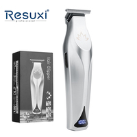 Resuxi 051 All Metal Hair Trimmer Professional Beard Trimmers for Barbershop Heavy Silver High Speed LCD display Trimmer