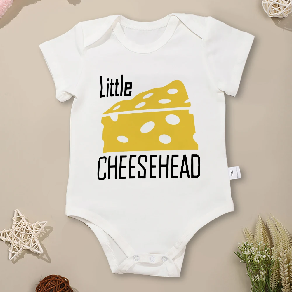 

Little Cheesehead Cute Fun Baby Girl Clothes Cotton Onesies Urban Casual Street Versatile Fashion Toddler Boy Bodysuit Summer