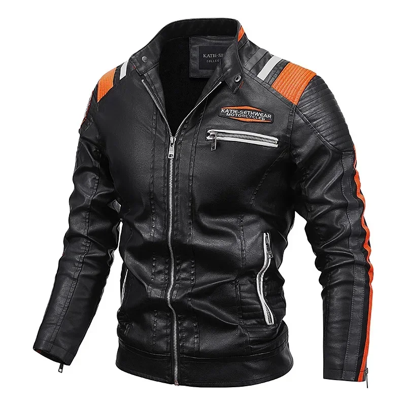 

Hot Sales Fleece-lined Warm Men's Motorcycle Pu Leather Jacket Direct Manufacturer Flight Jacket Logo Printing Option