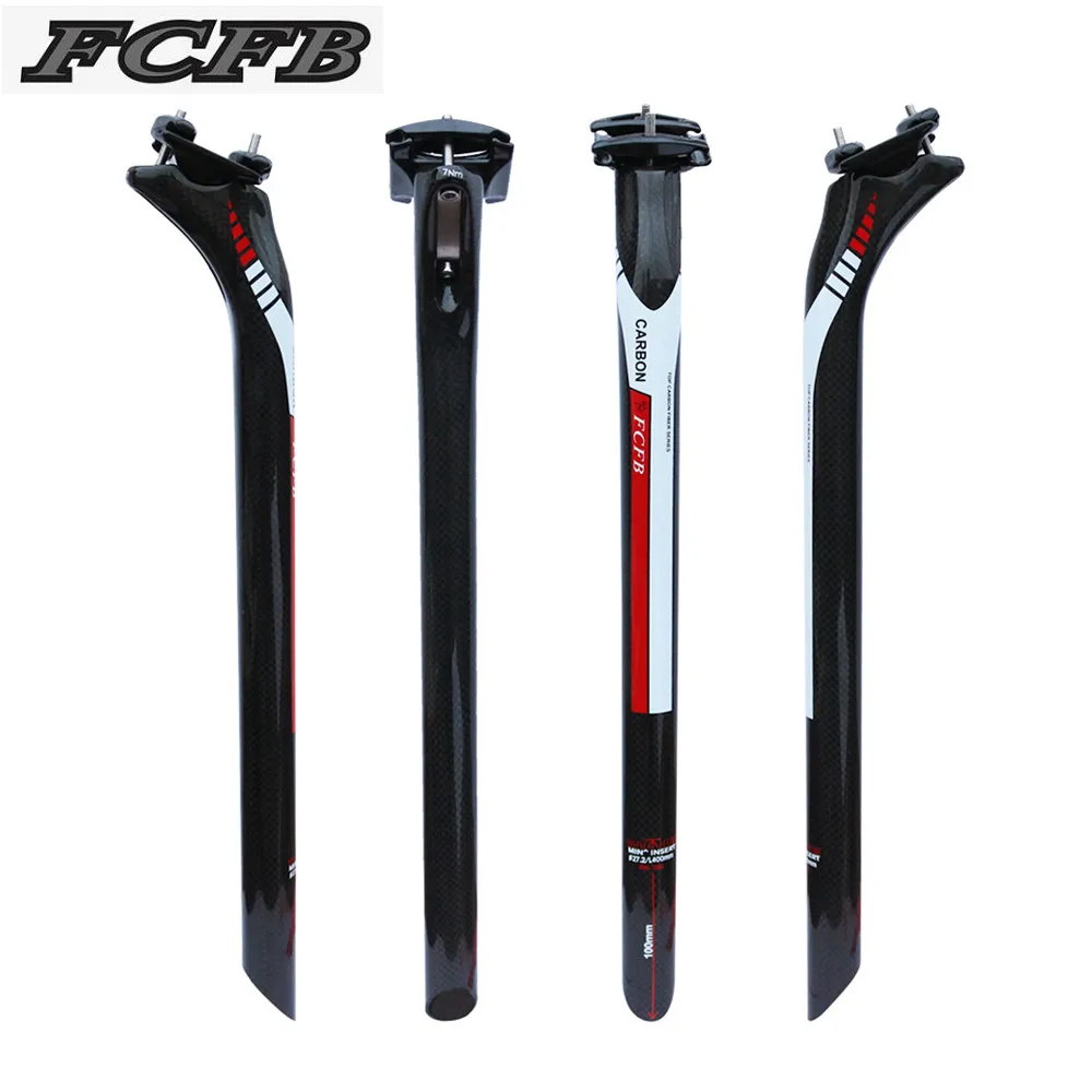 FCFB red Mountain bike carbon seatpost 3k black Full Carbon Fiber road mtb Bicycle seatpost MTB bike parts 27.2/31.6mm*400mm