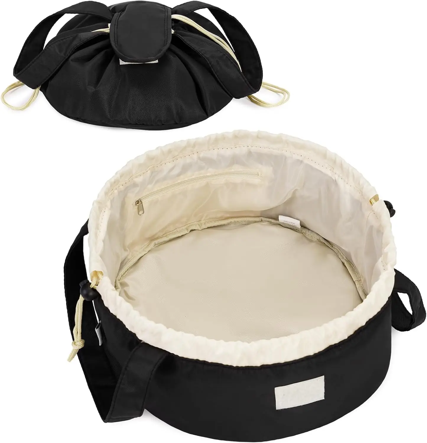 Weibliche Große Kapazität Barrel Kordelzug Make-Up Tasche Reise Lagerung Fall Tragbare Pflege Fall Toilettenartikel Organizer Zubehör