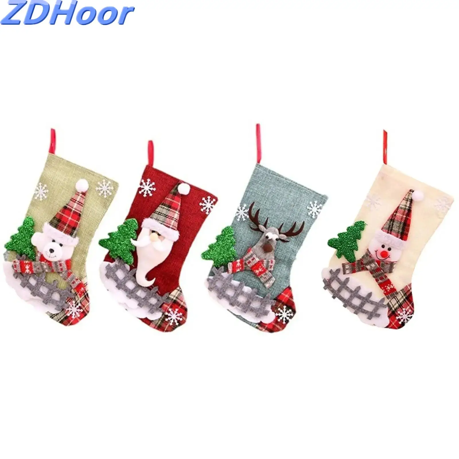 Kerstkousen voor kinderen Tassen Geschenken Herten Kerstman Sneeuwpop Beer Kerstsok Vakantie Kerstdecoratie Props