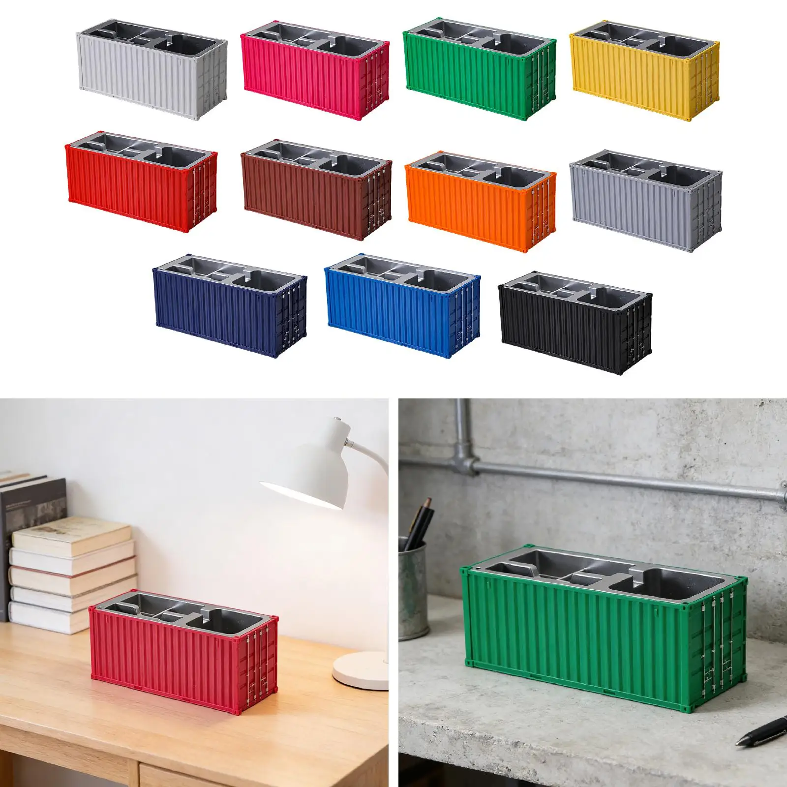 Shipping Container Pen Holder Decorative Multi Functional Large Capacity Compact Desk Organizer