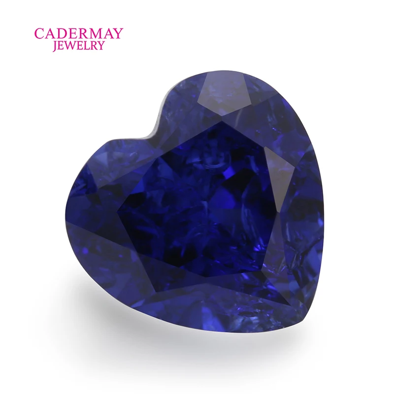 الأزرق الداكن مختبر نمت الياقوت المدخلات 4 مللي متر-14 مللي متر القلب قطع الملكي الأزرق الياقوت الاصطناعية أحجار كريمة مفكوكة لصنع المجوهرات #5