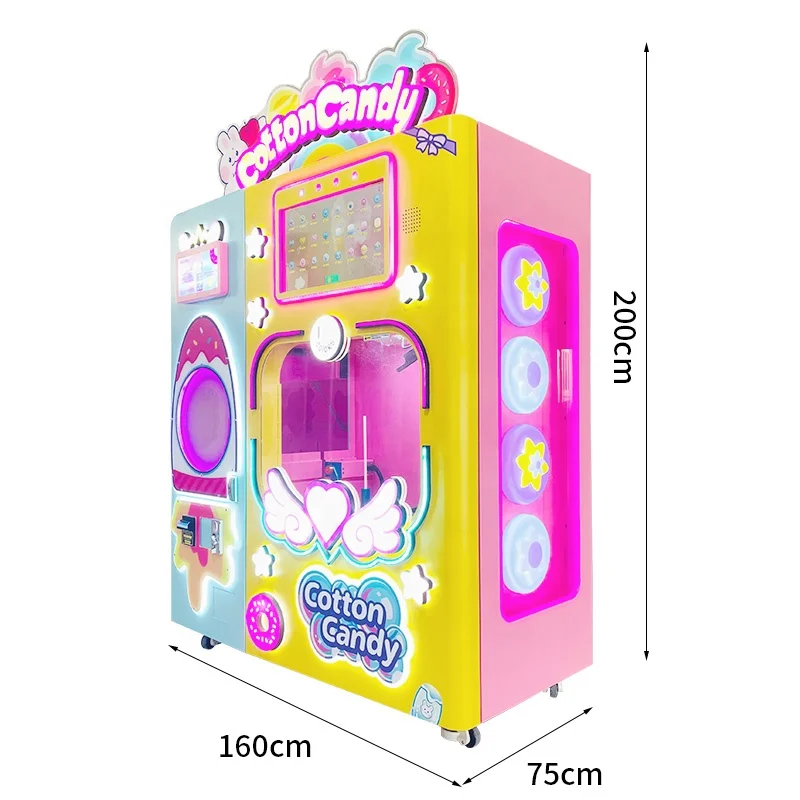 Automatic Cotton Candy Robot Electric Cotton Candy Floss Vending Machine Full Automatic Cotton Candy Making Machine Factory