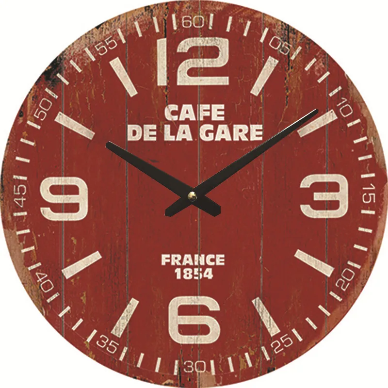 Reloj de pared redondo de madera de estilo Retro europeo, reloj de pared para decoración del hogar, sala de estar, dormitorio, cocina, reloj de cuarzo silencioso de 40cm