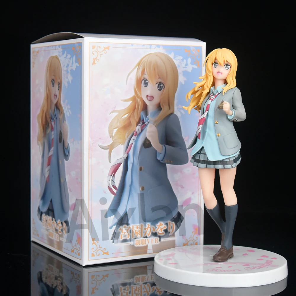 Aixlan Your Lie in April Miyazono Kaori Figure 18cm Arima Kousei PVC Action Figure Amine Birthday Gift Collectible Figurine