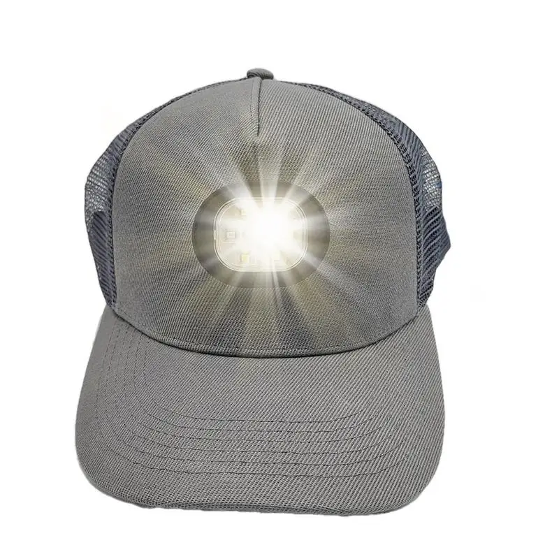 USB Rechargeable Hats With Light With 3 Brightness Levels LED Light Up Baseball Hat Head Lamp Gifts For Dad For Running Hiking