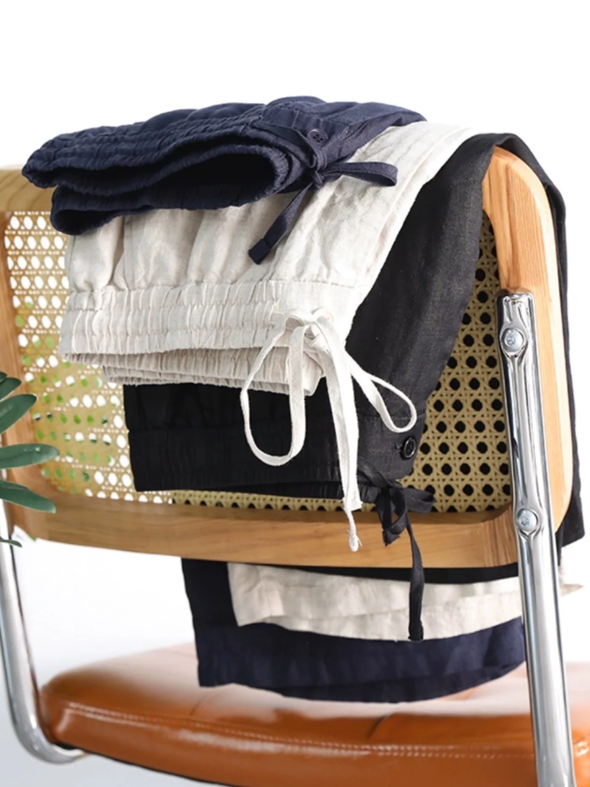 

High Quali Faionable Urban Men's Linen Straight Leg Five-Quarter Pants Breathable Comfortable Summer Casual Trousers