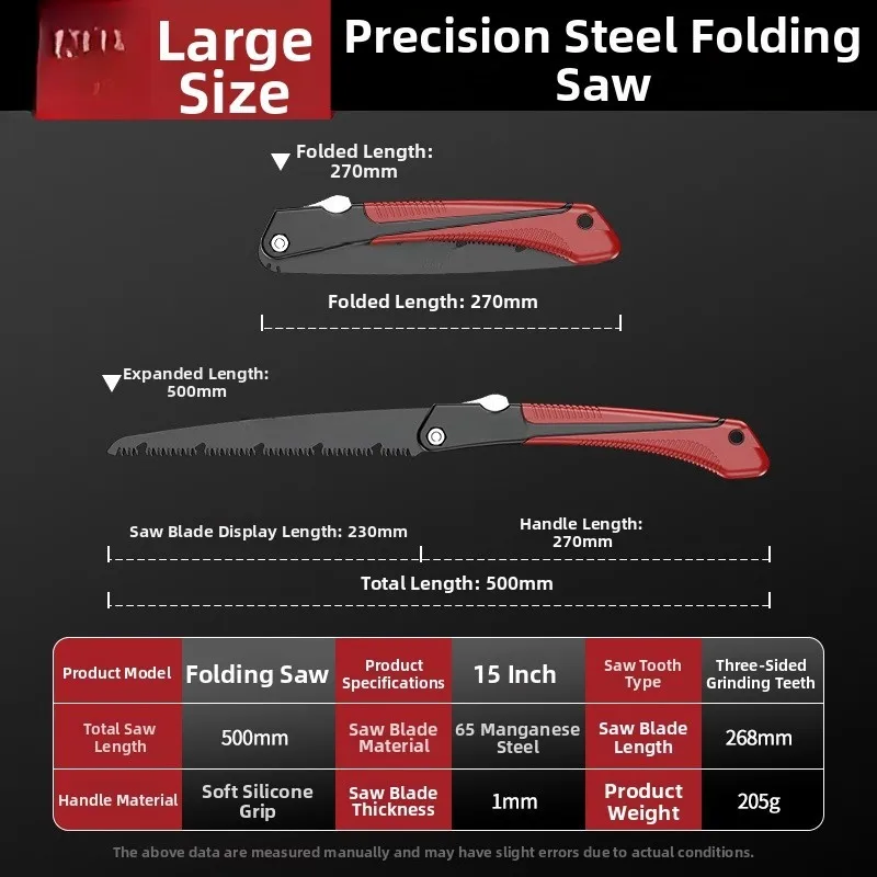 Folding Hand Saw for Outdoor Tree Pruning and Carpentry Work Featuring Secure Grip and Compact Portable Design