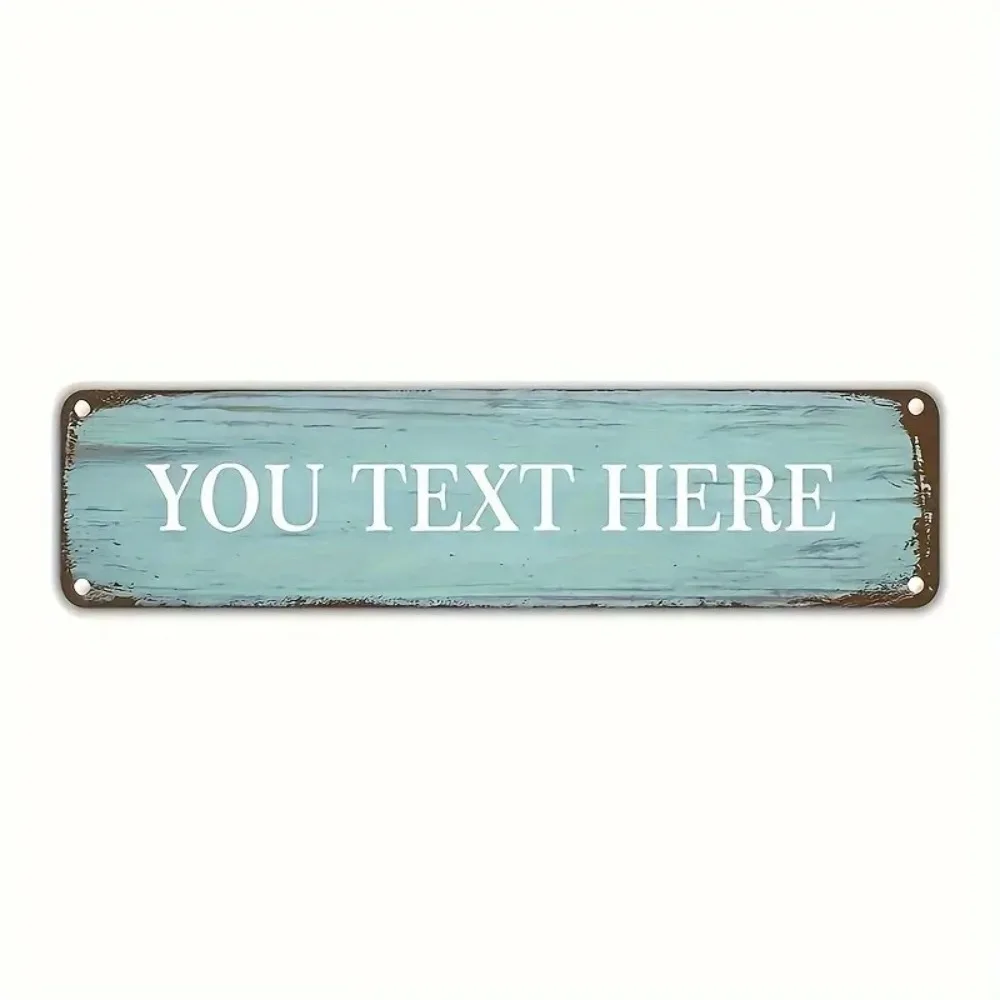 [CIFbuy][2D Flat] Custom Light Blue Distressed Aluminum Sign, Personalized Text Indoor Outdoor Wall Decor (Only For Decoration)