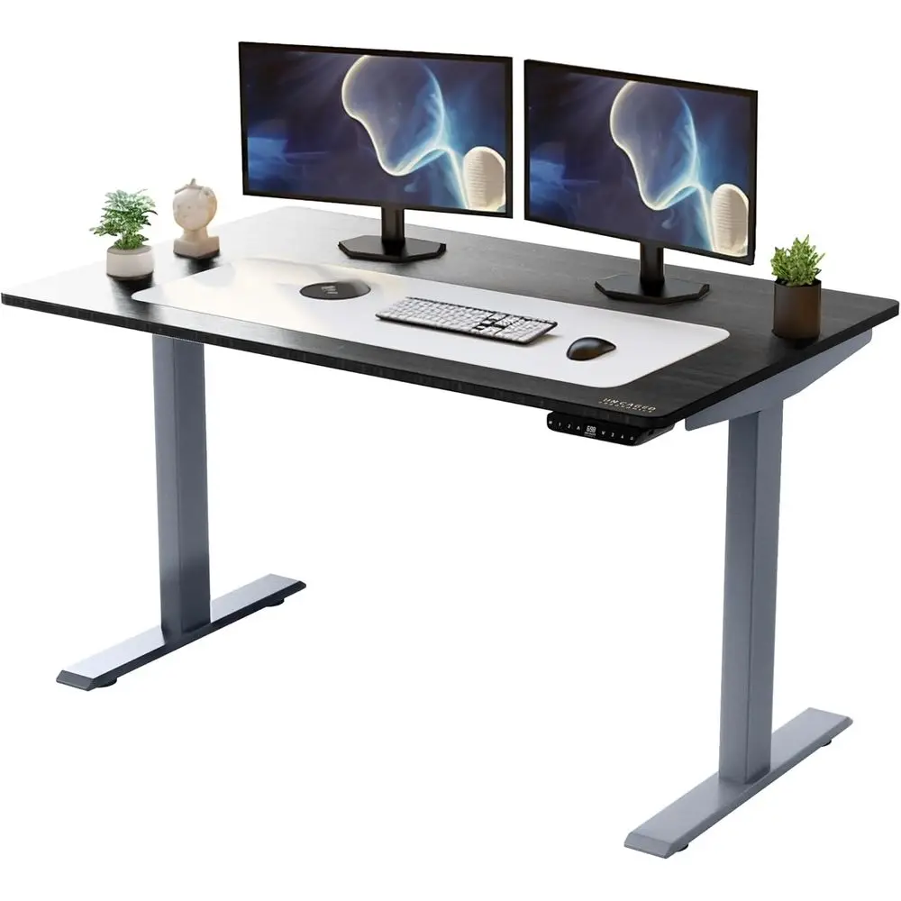 

Dual Motor Electric Standing Desk 60x30 Black Bamboo Top Ergonomic Adjustable Height Sit-Stand Desk for Home Office