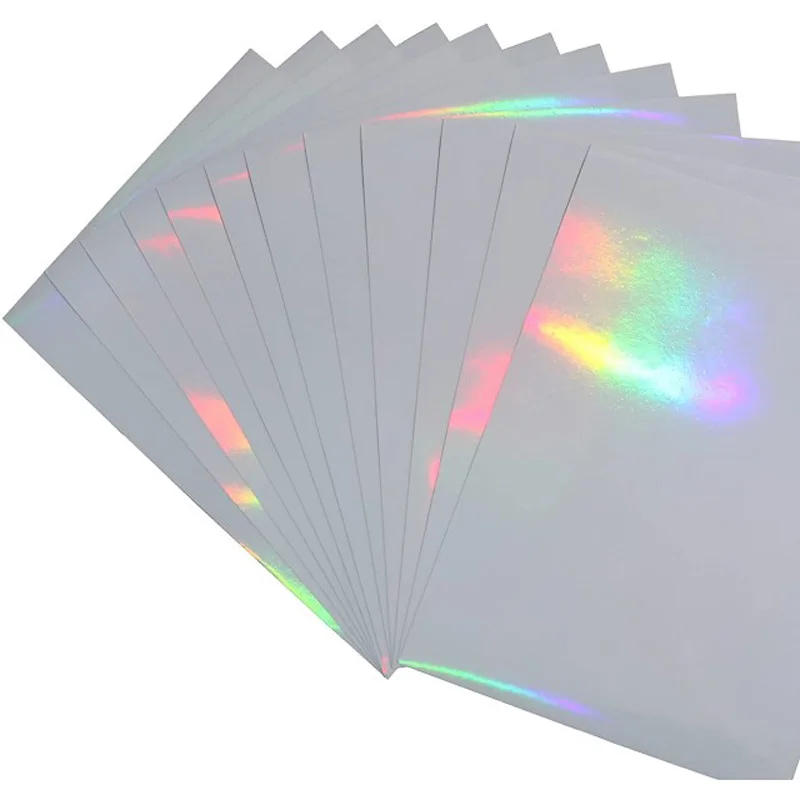 Photo Studio 80 Micron A4 Clear Transparent Holographic Vinyl Sticker Label Paper for Home Office Inkjet Printer