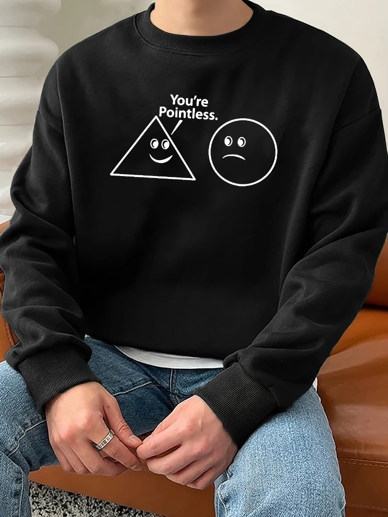 

Mens 100 Cotton Crew Neck Sweatshirt Black 2025 Autumn Winter Round-neck Hoodie Is for Both Men and Women Top